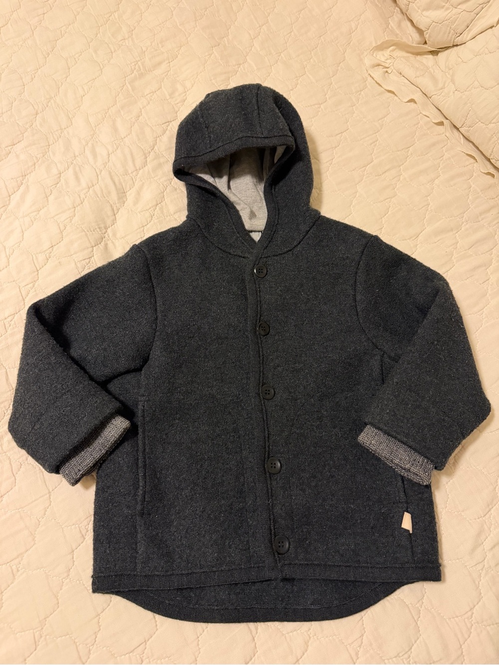 Disana Children’s Boiled Wool Coat – Anthracite Gray – Made in Germany